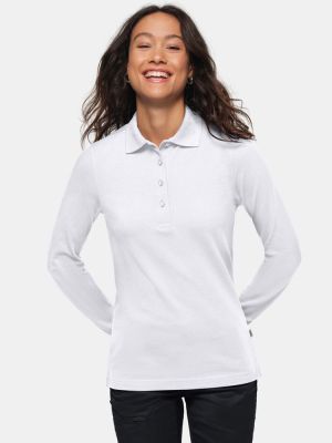 Poloshirt Damen Langarm weiß