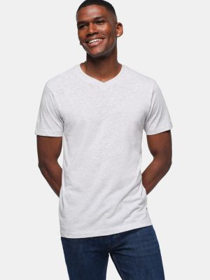 Hellgrau meliertes Herren V-Shirt