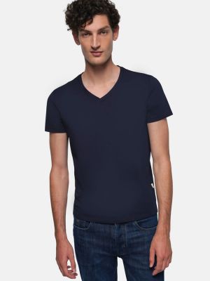Herren V-Shirt Stretch Dunkelblau