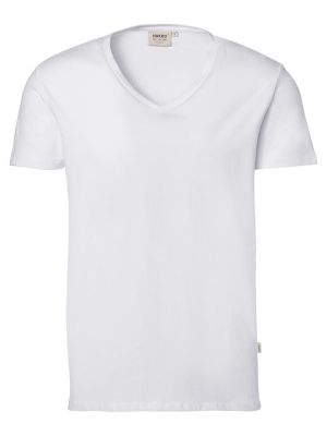 Herren V-Shirt Stretch Weiß