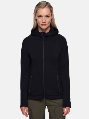 Schwarze Kapuzenjacke Damen aus Interlock-Fleece – ideal für Beruf, Service & Teamwear
