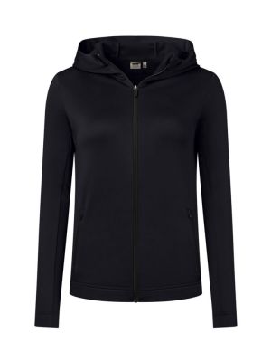 Schwarze Kapuzenjacke Damen aus Interlock-Fleece – ideal für Beruf, Service & Teamwear