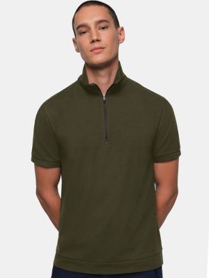 Herren Poloshirt mit Reißverschluss in Olivgrün – pflegeleicht, funktionell und nachhaltig produziert