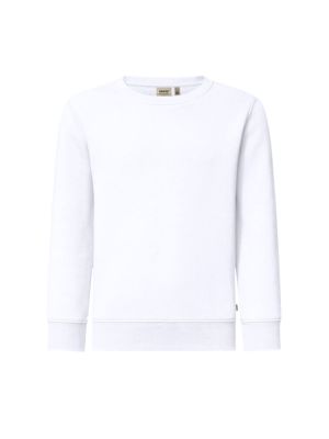Kinder Sweatshirt Bio-Baumwolle in Weiß mit Rippbündchen und Rundhalsausschnitt