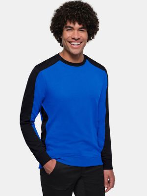 Sweatshirt Arbeit blau mit schwarzem Kontraststreifen, Regular Fit für Damen und Herren