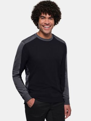 Schwarzes Sweatshirt Arbeit mit grauen Kontraststreifen für Damen und Herren, Regular Fit