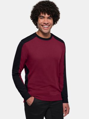 Sweatshirt Arbeit weinrot mit schwarzem Kontraststreifen, Regular Fit, industriewäschetauglich