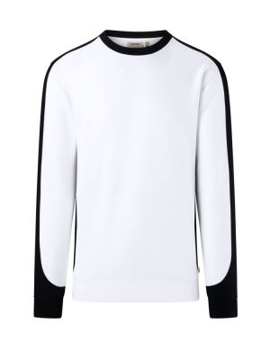 Weißes Arbeits Sweatshirt mit schwarzen Kontraststreifen, Regular Fit für Maler & Handwerk