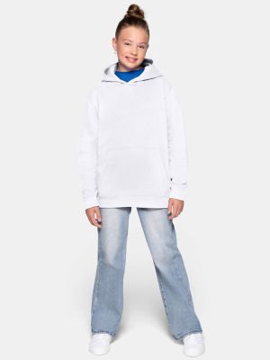 Kinder Kapuzen-Sweatshirt in Weiß aus Bio-Baumwolle mit Tasche