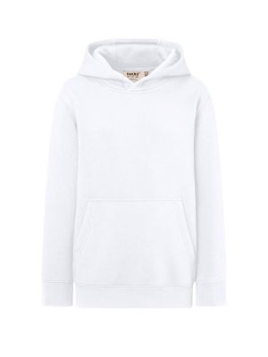 Kinder Kapuzen-Sweatshirt in Weiß aus Bio-Baumwolle mit Tasche