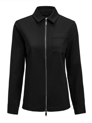 Damen Overshirt Schwarz mit Zwei-Wege-Reißverschluss