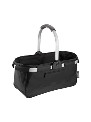 „Faltbarer Einkaufskorb schwarz – mit Reißverschluss, Tragegriffen und stabilem Rahmen“