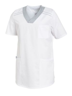 Herren Schlupfkasack Zweifarbig Weiß Silbergrau