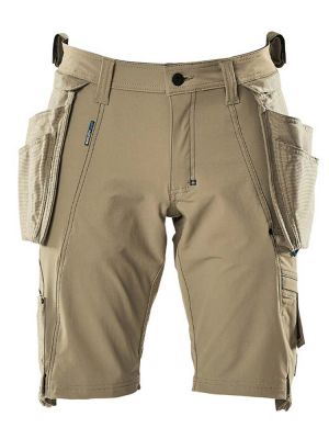 Stretch Shorts mit Hängetaschen in Beige