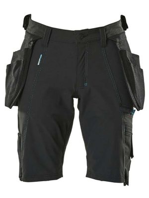 Stretch Shorts mit Hängetaschen in Schwarz