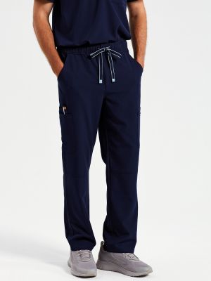 Cargo Stretch Hose Herren in Dunkelblau mit Seitentaschen und Kordelzug für den Berufsalltag