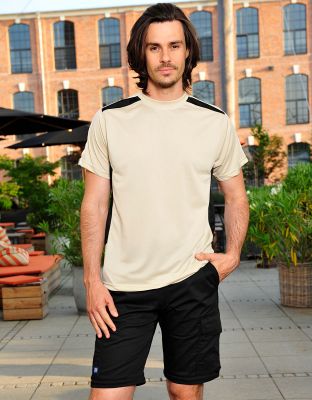 Kurze Arbeitshose Herren in Schwarz mit Taschen und Gummibund – ideal für Sommer, Werkstatt & Bau