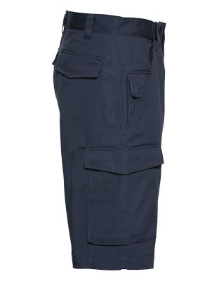 Kurze Arbeitshose Herren dunkelblau mit Cargotasche – robuste Shorts für Handwerk und Montagearbeiten